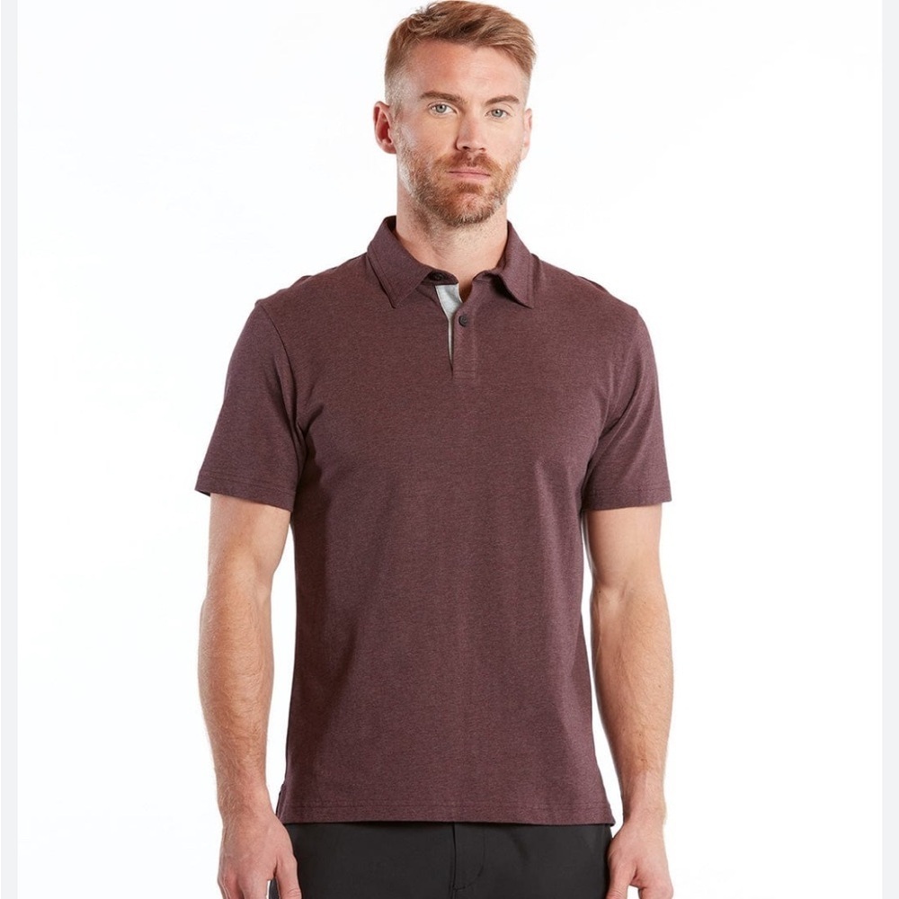 Men’s Public Rec Go To Polo in Heather Burgundy Pima Cotton Size Large